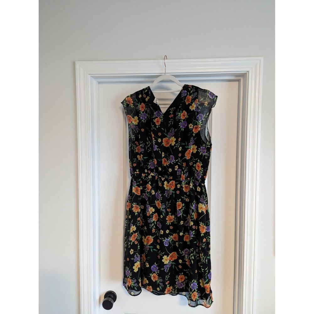 Women Dress Size 16 by Emma & Michele Black Floral Pattern